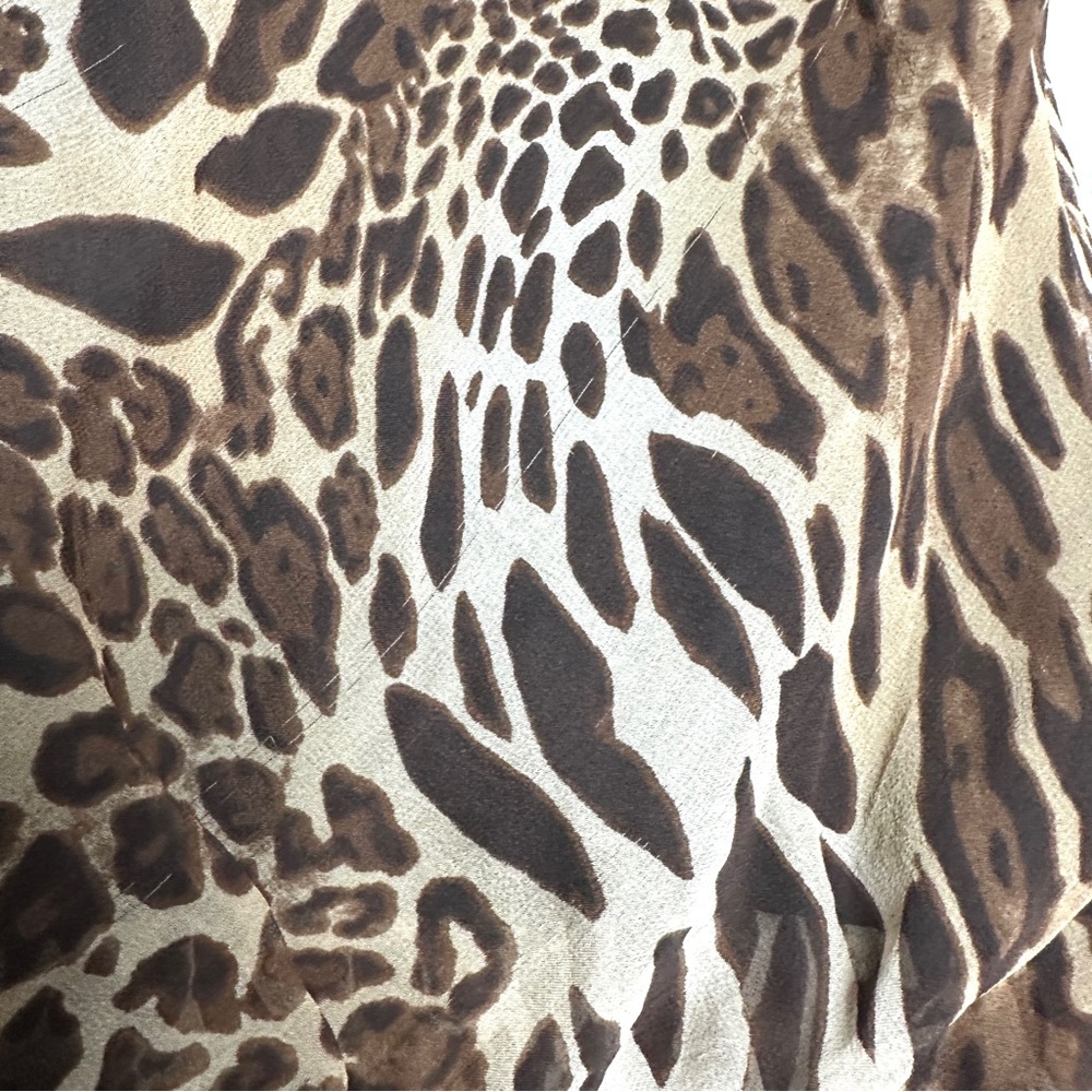 Vintage Cach'e Cheetah Print Sleeveless 100% Silk Top with Black Tank & Hem - Picture 3 of 7